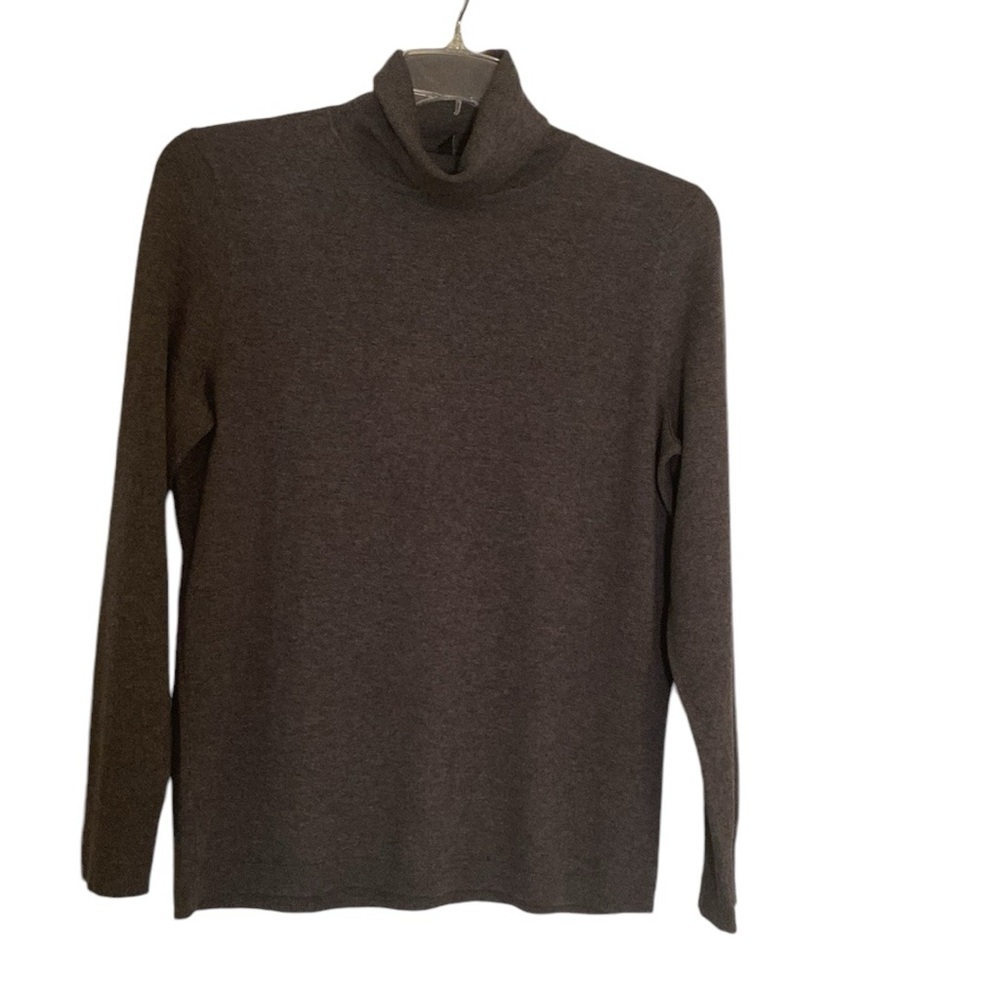 Talbots Charcoal Gray Cotton Modal Blend Long Sleeve Turtleneck Size Large